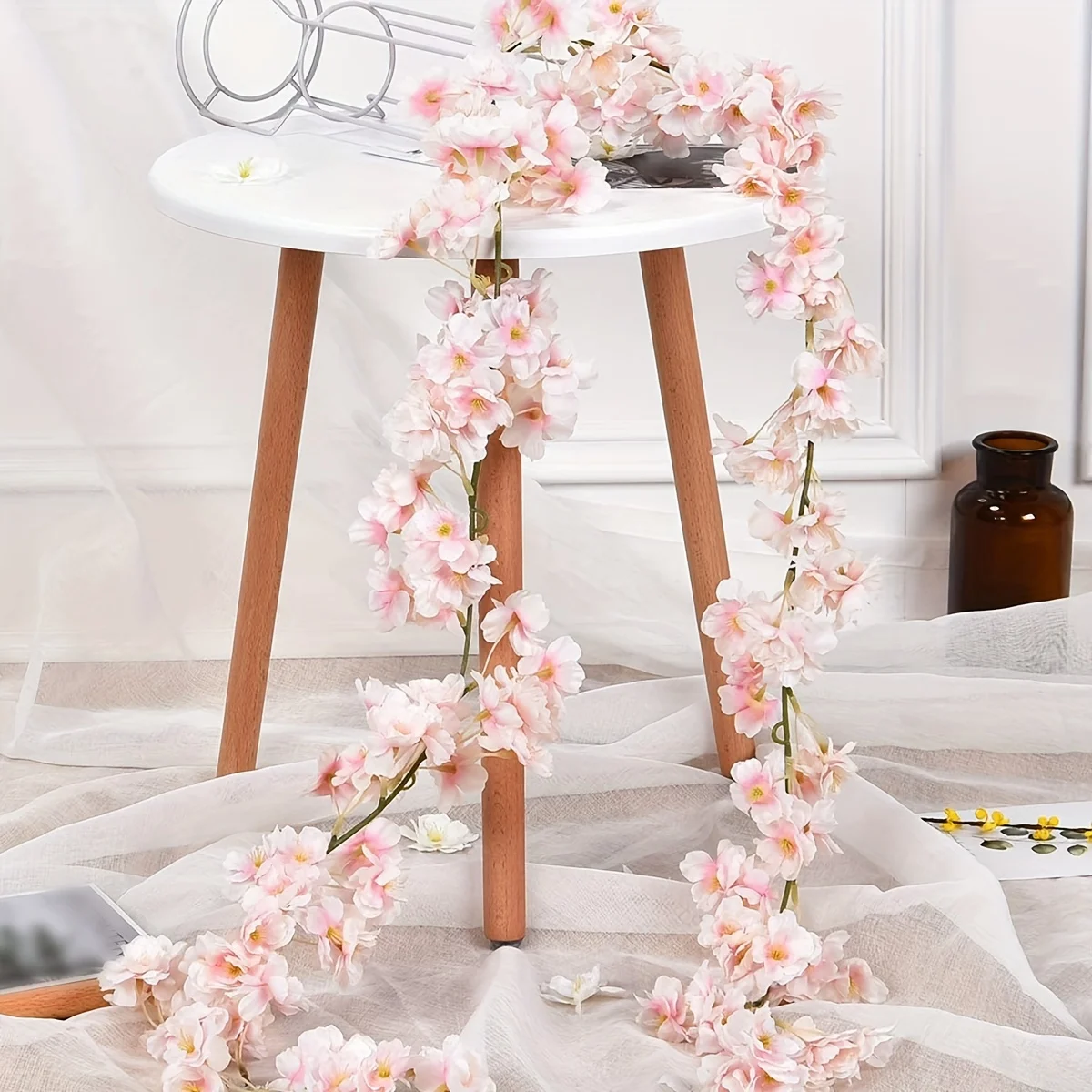 Silk Cherry Blossom Garland for Outdoor and Home Decoration