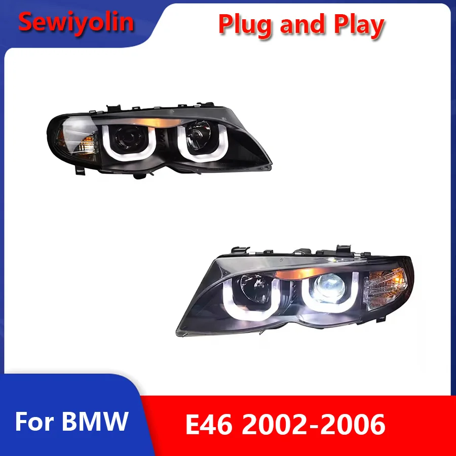 

Автомобильные фары для BMW E46 светодиодный, фары 2002-2006 320i 318i 323i 325i, ксеноновая фара для автомобиля