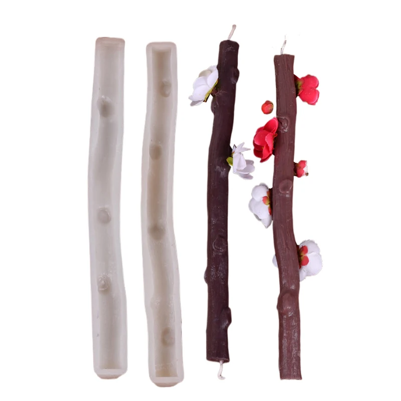 Simulated Tree Branch Shaped Silicone Molds Holiday Atmosphere Candle Molds Cake Aromatherapy Candle 2PCS