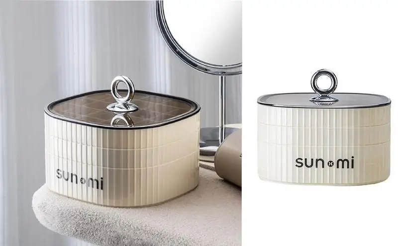 

Шкатулка для хранения ожерелья с крышкой, вращающаяся шкатулка для драгоценностей, дорожный органайзер для колец, многофункциональная портативная шкатулка для хранения