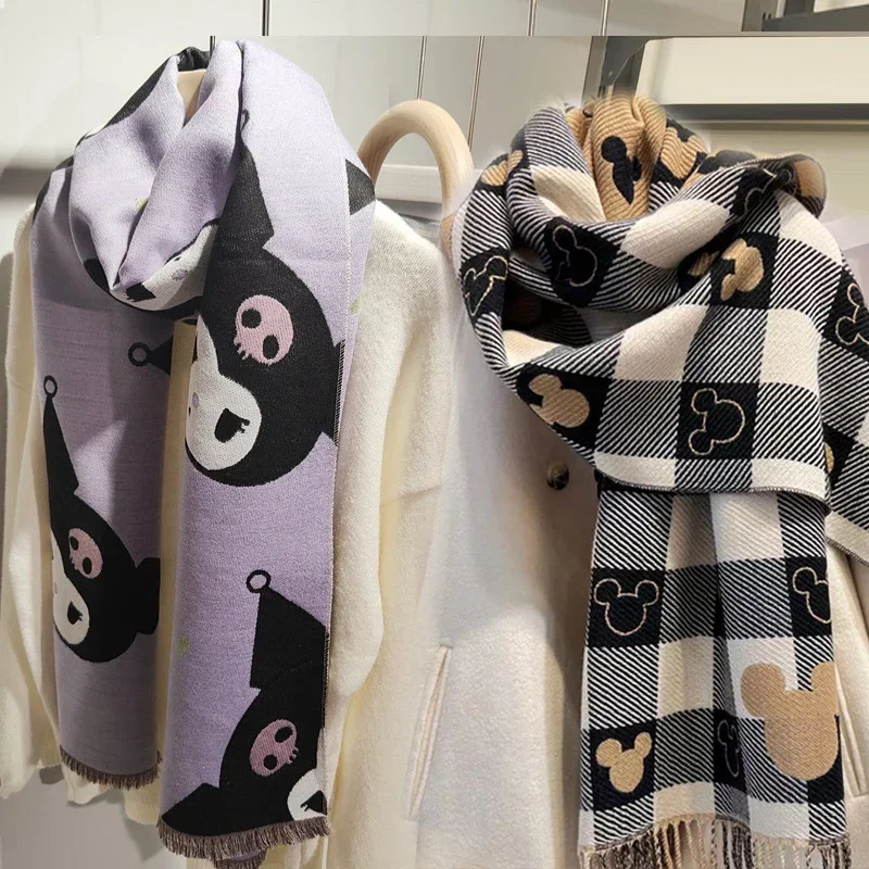 

Sanrio Kuromi New Autumn and Winter Cartoon Melody Imitation Cashmere Scarf Women's Double-sided Scarf Warm Scarf Christmas Gift