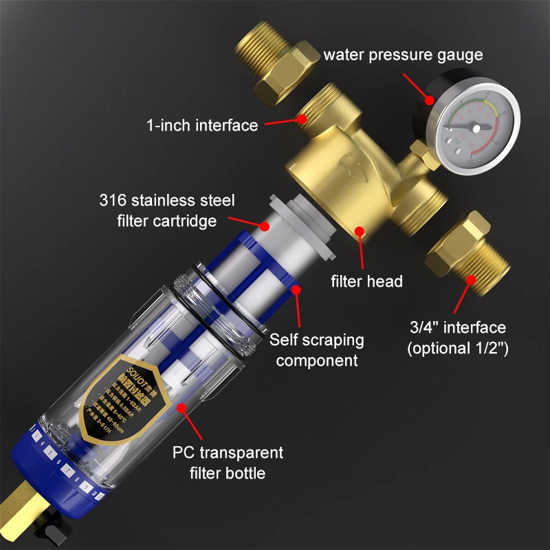 Pre Filter Backwash Stainless Steel Mesh Purifier Central Prefilter Water Filter Sediment Filtration Whole House Water