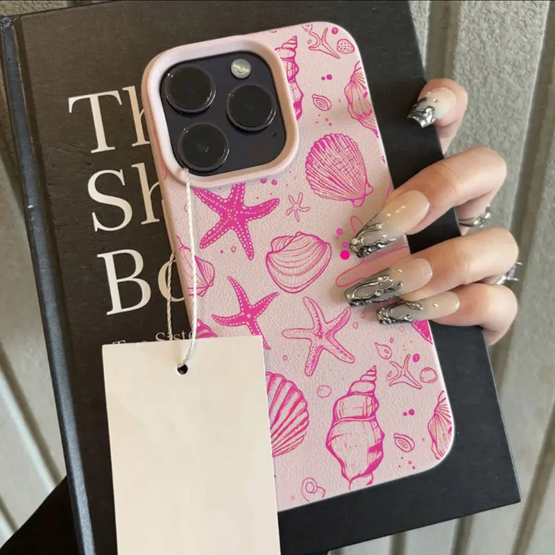 Marine Element Shockproof Mobile Phone Case with Sea Shell and Starfish Pattern