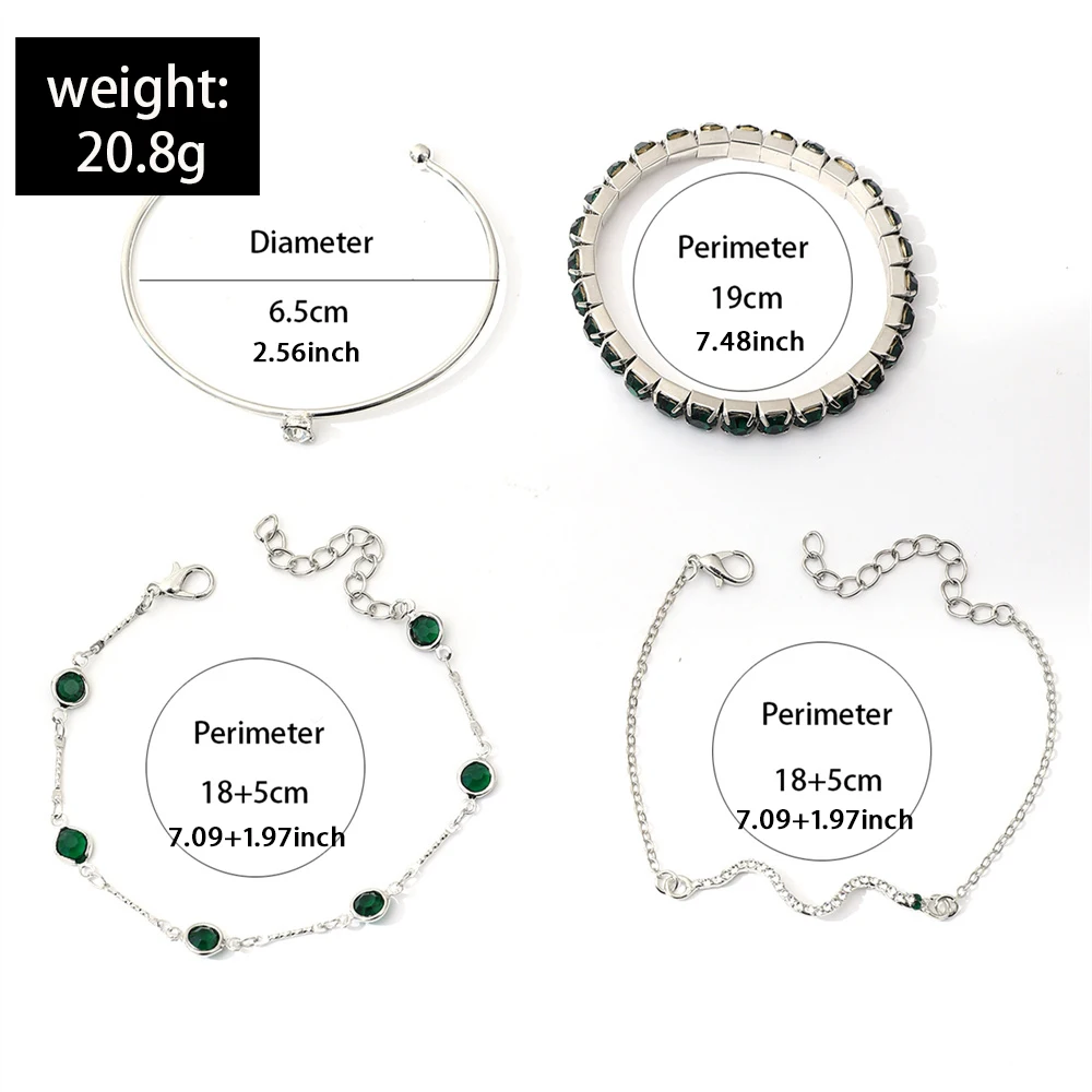 4Pcs/Set Fashionable Snake Imitation Gemstone Bangle Rhinestone Full Metal Bracelet For Birthday Party Christmas Gift For Women
