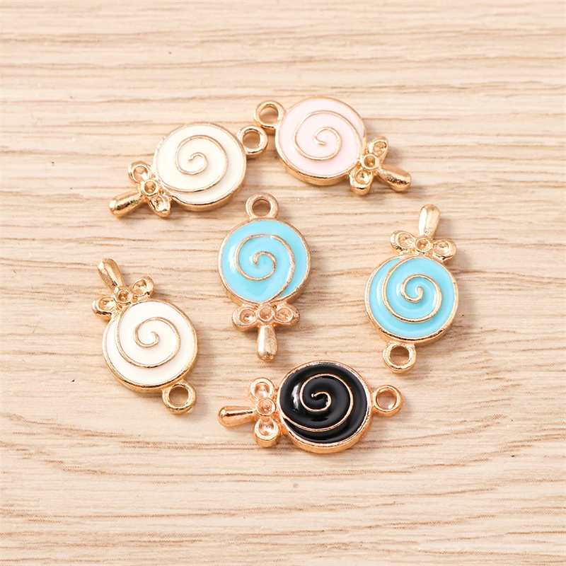 10 Stück 10x18mm Niedliche Emaille-Lebensmittel-Lollipop-Anhänger für Schmuckherstellung Ohrringe Halsketten Armbänder DIY Bastelzubehör