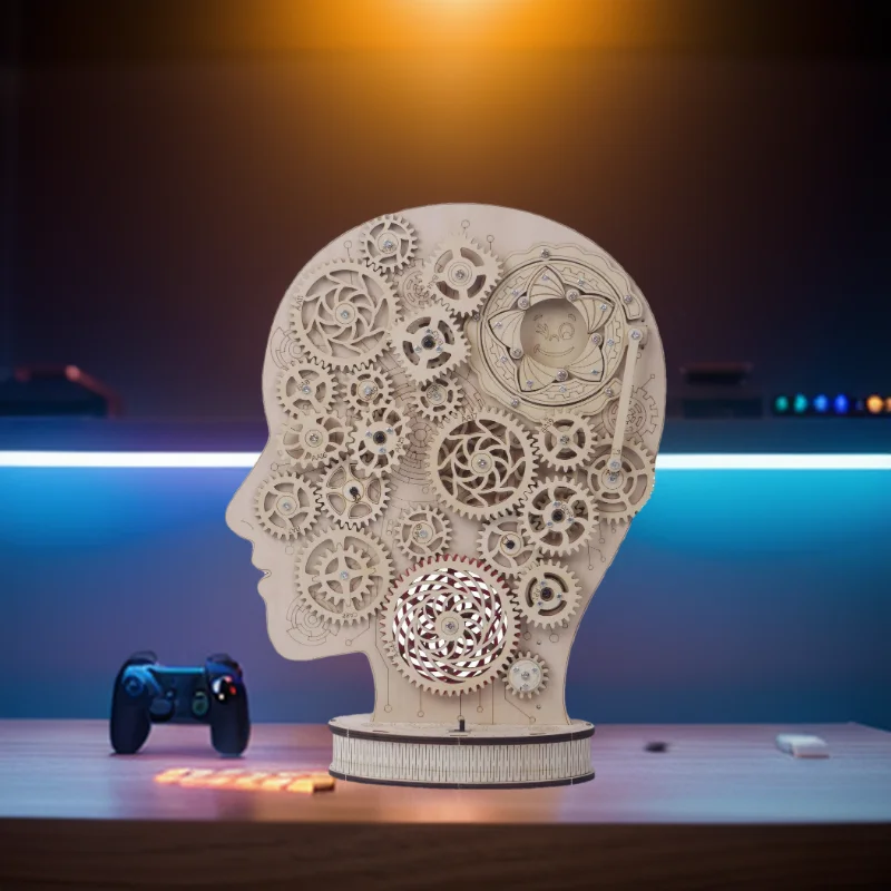 3D DIY Wooden Children Puzzles Wooden Handmade Mechanical  Gear Brain Creative Educational Fun Play Wooden Puzzles Gifts for Kid 3