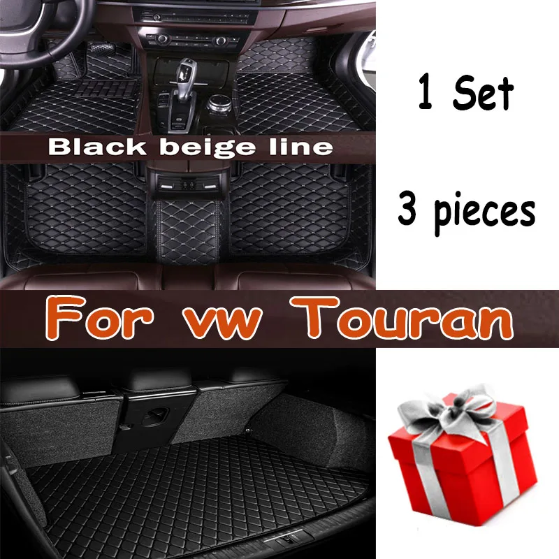 

Leather Car Floor mats for vw Touran 2015 2014 2013 2012 2011 2009 2008 2007 2006 Carpets Rugs Pads Interior Parts Accessories