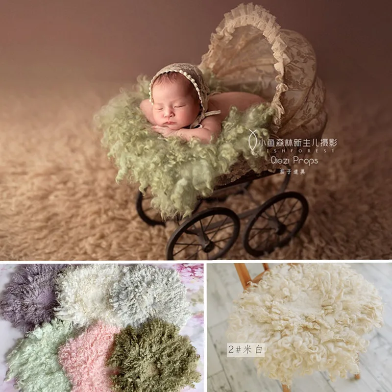 100% Tappetini in lana Flokatti Coperta per fotografia per bambini Avvolgere neonato Puntelli Flokati per neonati Servizio fotografico Accessori Fotografia