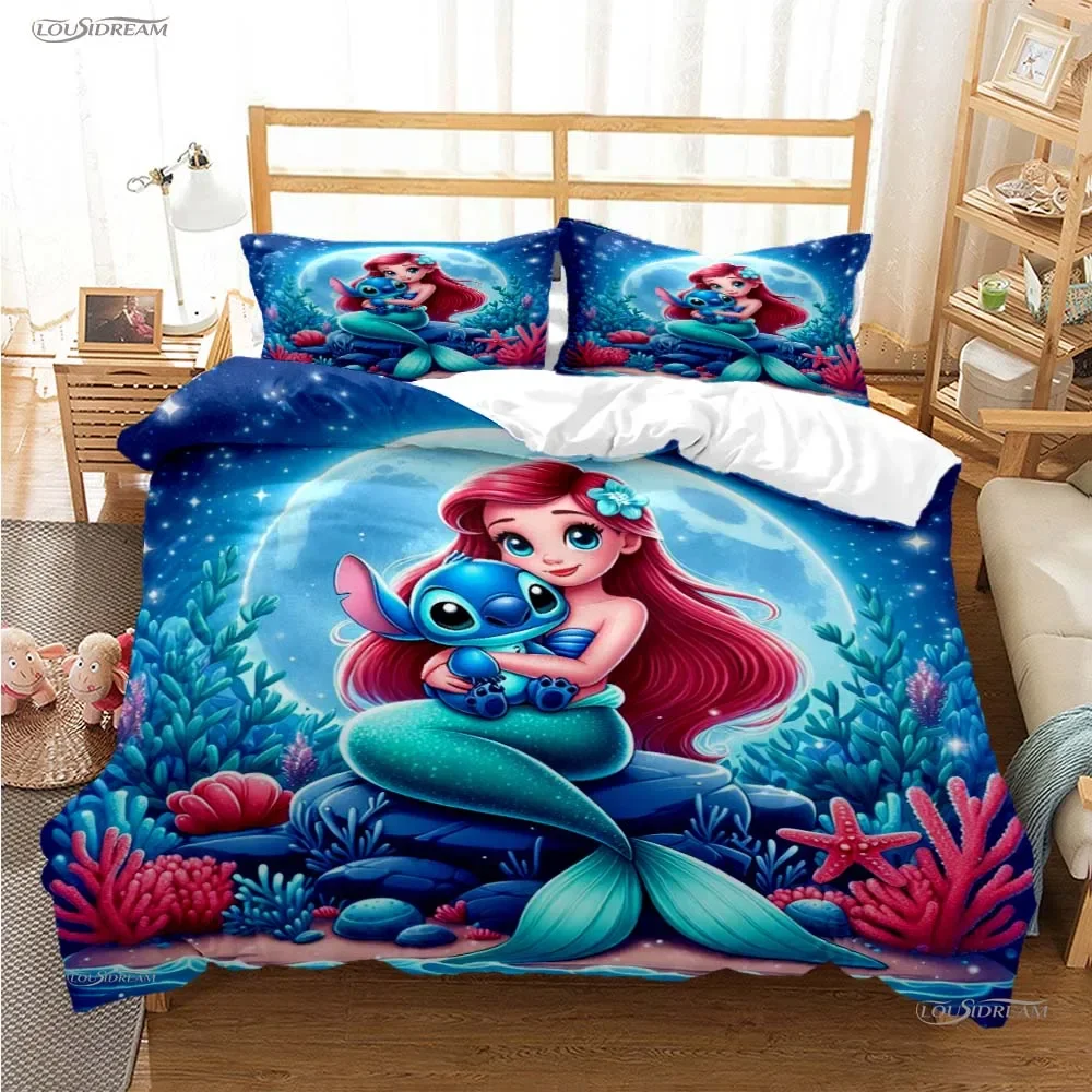Disney Stitch Cartoon Cut All Season Duvet Cover Comforter Bedding Set Soft Quilt Cover and Pillowcases Single/Double/Queen/King