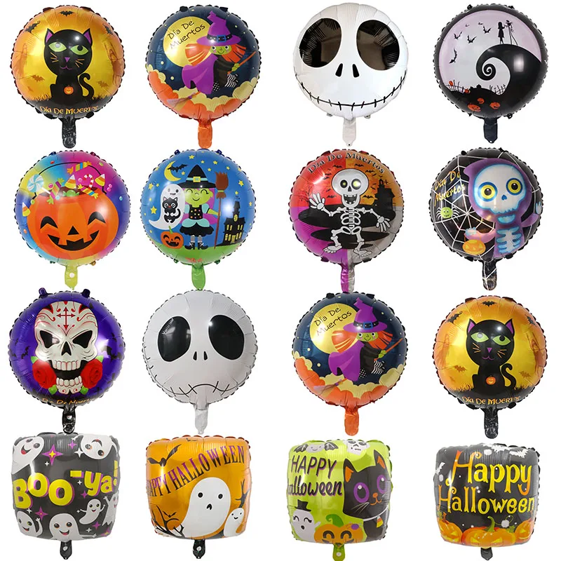 10 stücke 18 Zoll Halloween-Folie Helium Luftballons Geist Spinne Schädel Kürbis Luft Globos Party Dekoration liefert aufblasbare Kinder Spielzeug