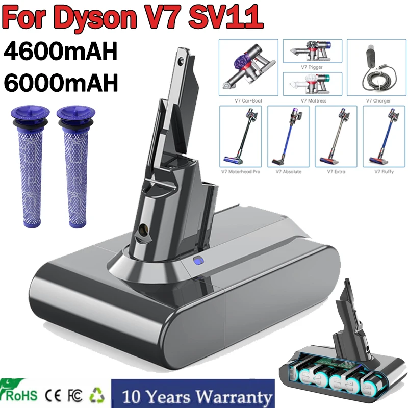 Sv11 21.6V 6000Mah/4600Mah Per Dyson Li-Ion Ricaricabile Aspirapolvere Batteria V7 Animal V7 Trigger V7 Extra V7 Motorhead Pro