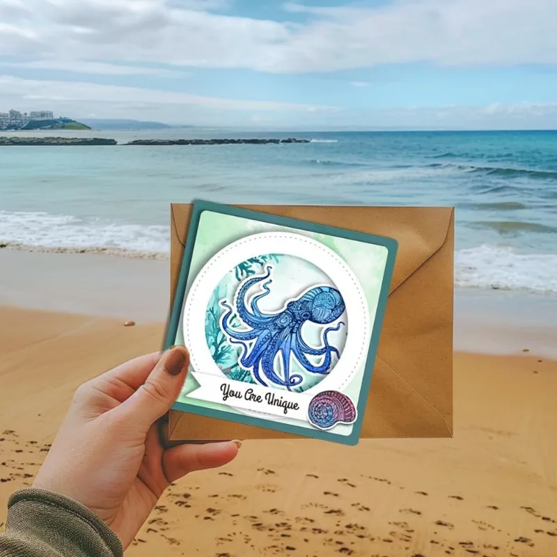 1Sheet Ocean Life Clear Stamps Marine Whales Silicone Clear Stamp Seals 21x14.8 cm Sea Turtle Sharks Lobsters Pattern