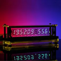 Analog IV18 Transparent Base VFD Screen Clock Retro Glow Tube Clock With Temperature Humidity Display Ornaments Birthday Gift 1