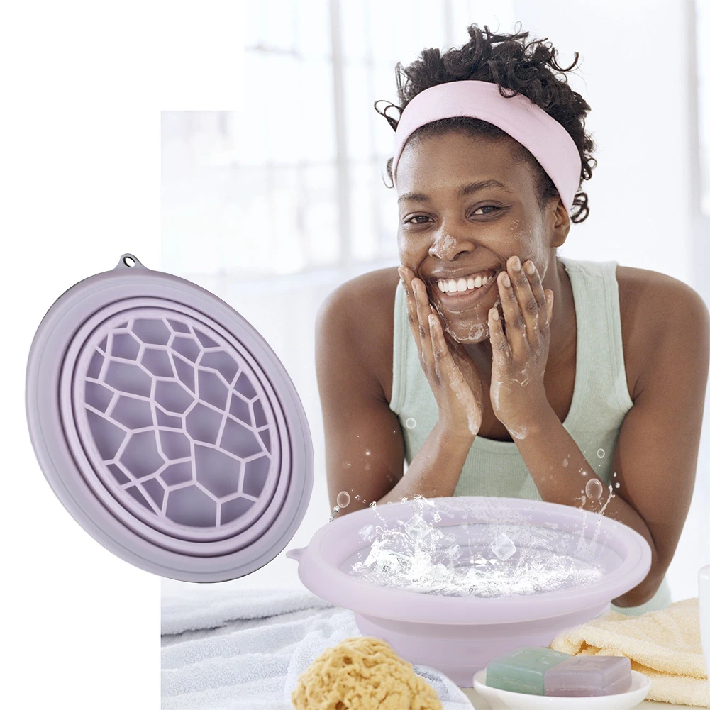 Silicone Face Bowl with Built-in Icetray Collapsible Ice Facial Folding Washbasin Face Ice Bath Water Chiller
