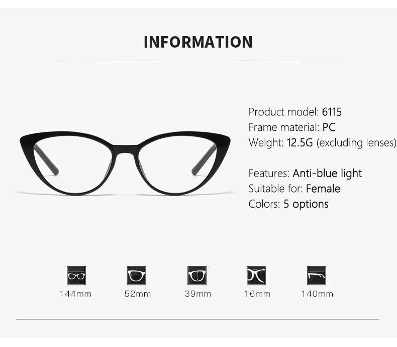 2PCS High-end-Lesebrille Mode Anti-blau Gläser Internet Celebrity Cat-eye Ältere Lesebrille 6115 – Detail 6