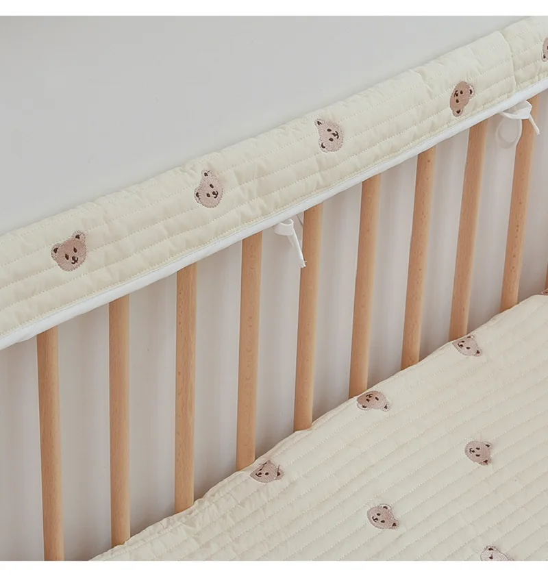Bed Anti Collision Bar Beige fence soft bag anti-collision bar bed jacket soft anti-bite protection bar
