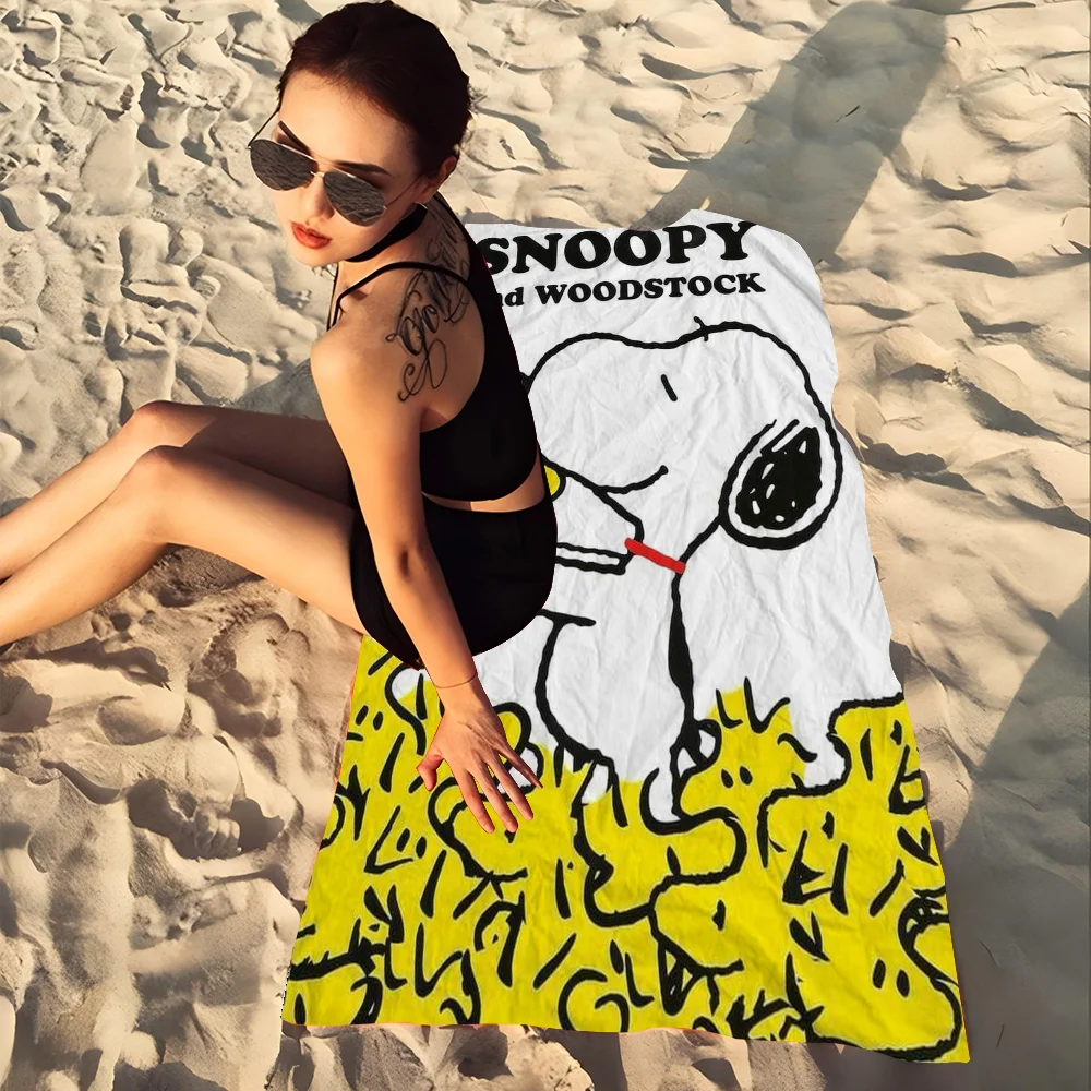 Kawaii Cartoon S-Snoopy Microfiber Blanket Quick Drying Beach Towels Oversized Printing Super Absorbent Pool Towel Blanket 3
