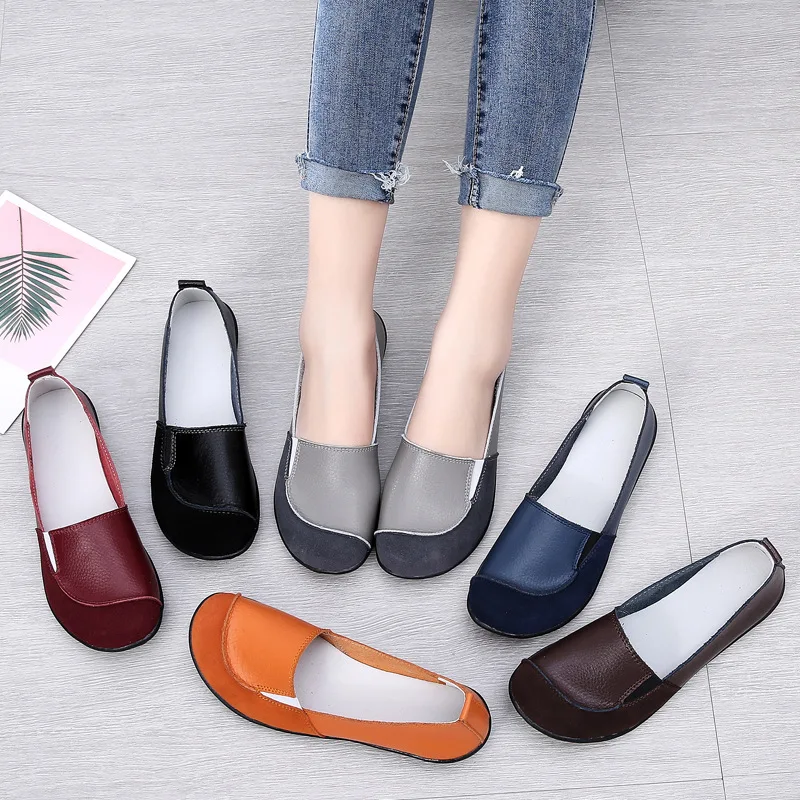 

Women's Shoes PU Round Head Solid Patchwork Soft Causal Flats Foldable Non-Slip