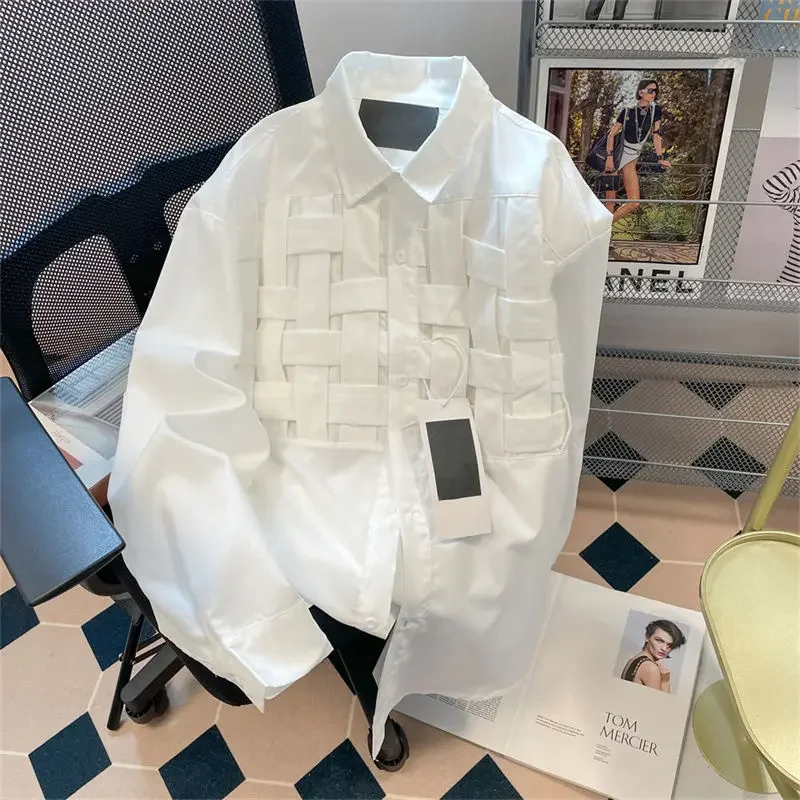 2024 New Spring and Autumn Fashion Retro Literature Loose and Casual Design Sense Small Number Polo Collar Knitted Men's Shirt