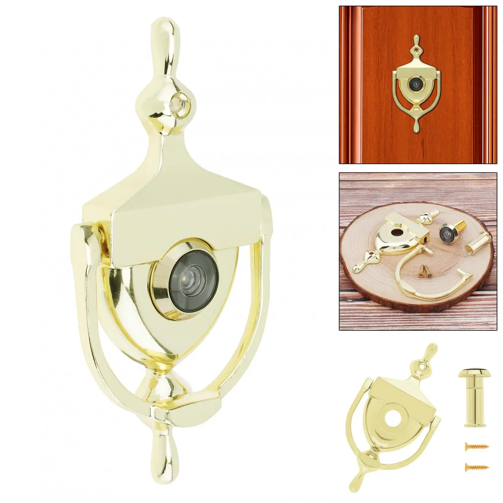 Door Knocker 6Inch Gold Double Crown Door Knocker Zinc Alloy for 1.38inch to 1.97inch Thickness Wood / Steel Doors door knocker