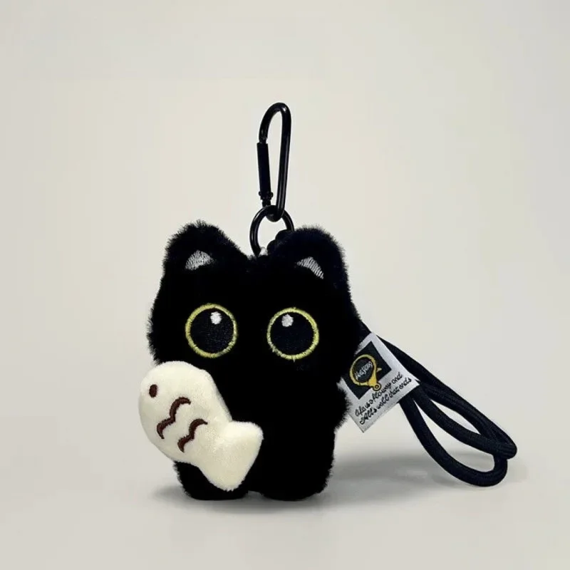 Plush Black Cat Doll Toy Keychain Bag Pendant Charms Car Keyring Accessories 1Pcs For Women Couples Kawaii Gift