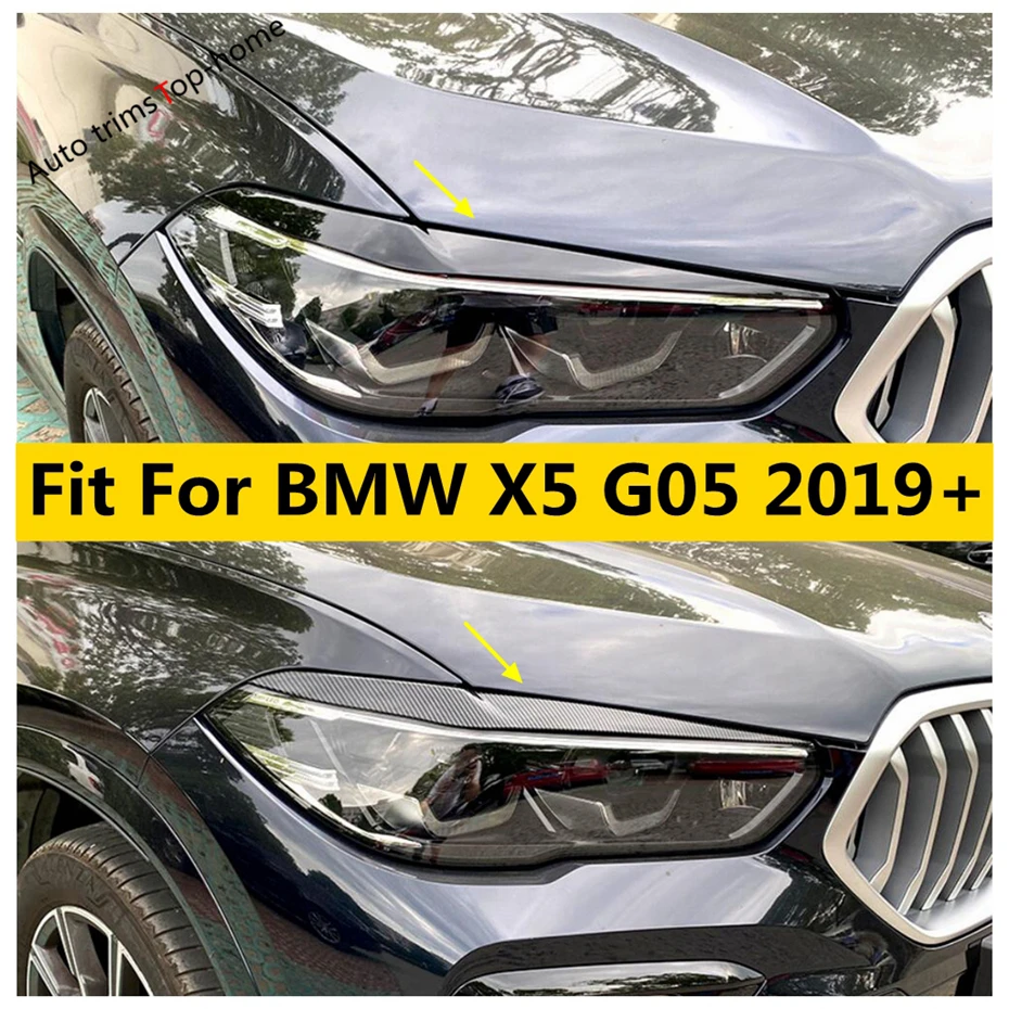 

Head Light Lamp Headlight Eyebrow Eyelid Strip Cover Trim For BMW X5 G05 2019 - 2022 Carbon Fiber / Black Accessories Exterior
