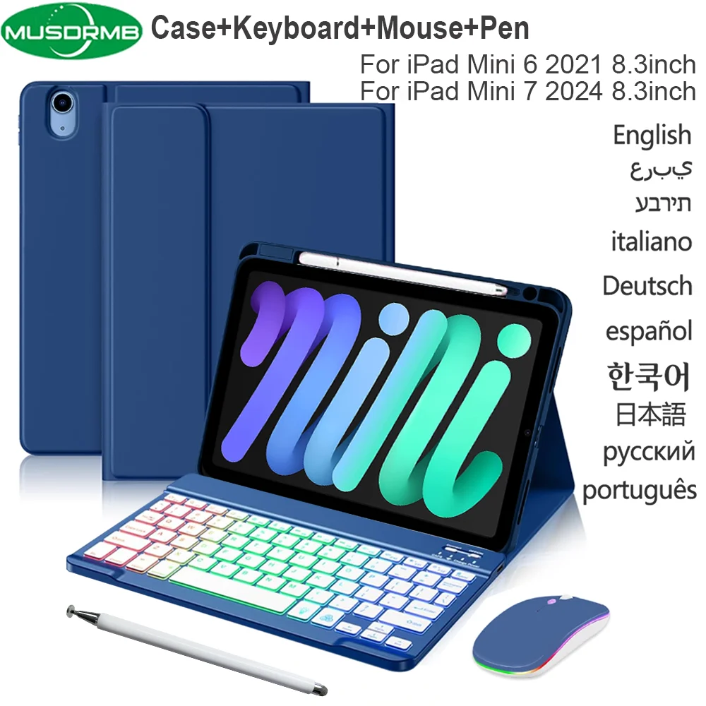 Enhanced Backlit Keyboard Case with Mouse and Stylus