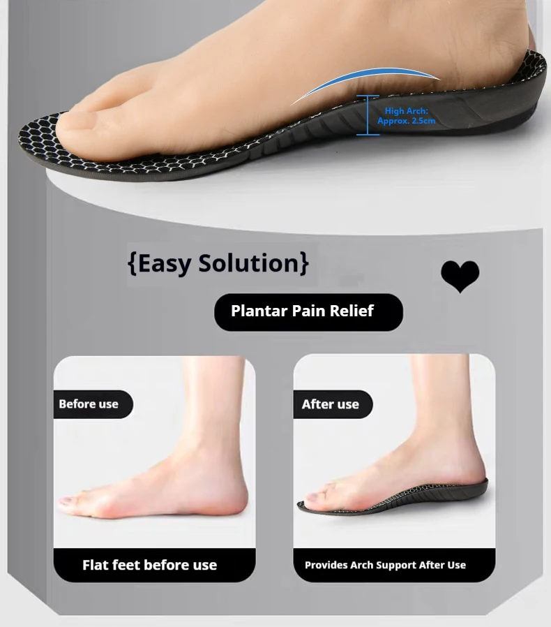 Schweißabsorbierende Graphen-Schuheinlagen für Damen und Herren, Stoßdämpfung, Fußgewölbestütze, orthopädische Einlagen für Plattfüße, Körbchenpolster – Detail 5