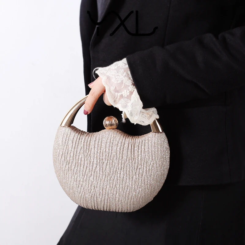 Women's Round Bag 2023 Luxury Designer Handbag Silver Purse Top Handle Circle Bag Evening Clutch Ladies Elegant Shoulder Bags