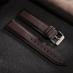 Lychee Pattern Leather Watchstrap - Universal Sizes - 22mm (Dark brown)