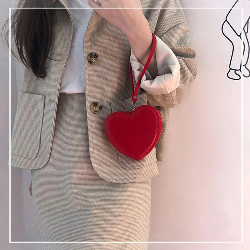PU Leather Womens Wallet Heart Bag for Girls