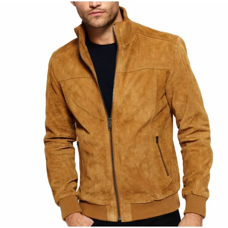 Men's Brown Suede Leather Jacket True Soft Jacket Motorcycle Jacket