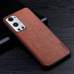 Luxury Business Retro Litchi Pattern Leather Phone Case for Oneplus 9 India (Brown)
