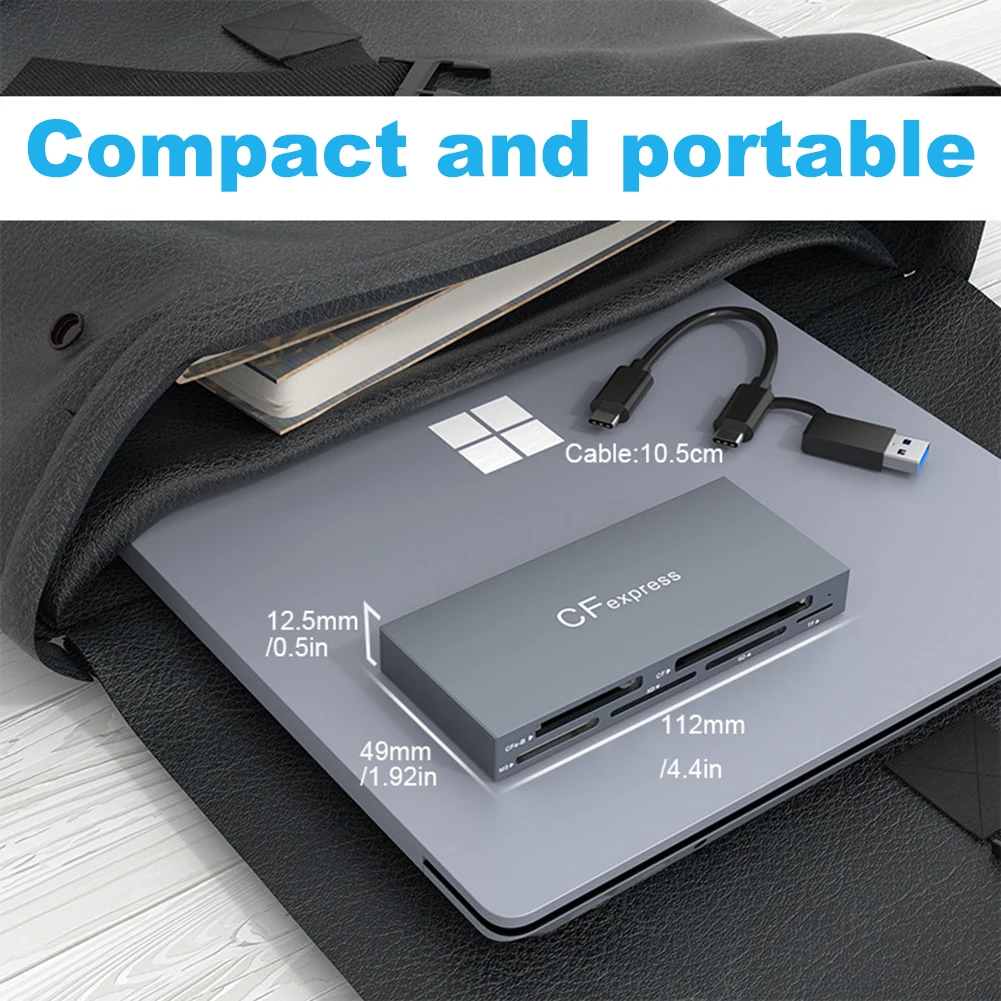 6 in 1 CFexpress Type B/CF/XD/MS/SD/TF All In One Card Reader 10Gbps Multi Memory Card Reader with Cable for Windows XP  OS