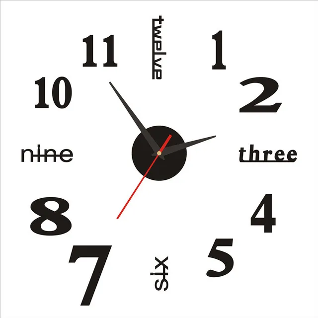 3D Wall Clock Luminous Frameless Wall Clocks DIY Digital Clock Wall Stickers Silent Clock for Home Living Room Office Wall Decor Black 2