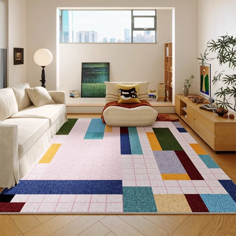 Fashion Living Room Carpet Large Area Purple Blue Contrast Striped Bedroom Rug Creative Art Home Decoration Coffee Table Mats 러그
