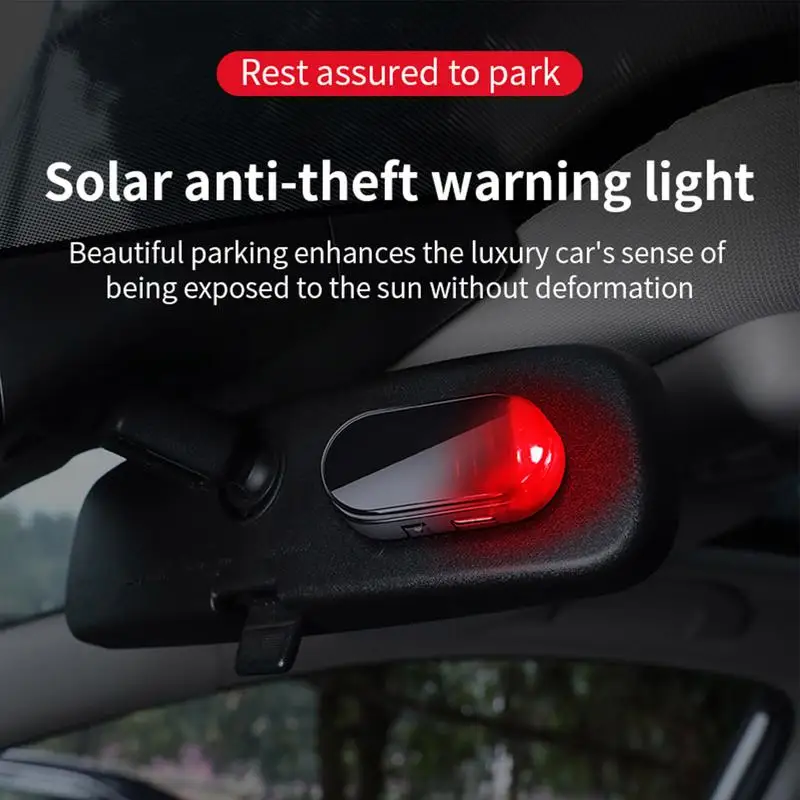 KQJQS Car Solar Power Simulated Dummy Alarm, Anti-Theft LED Flashing Security Light Fake Lamp, Automotive Warning Interior Safety Lights(Blue And Red