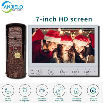 Anjielosmart HD 비디오 인터콤 카메라 초인종, 모션 감지, 야간 투시경 보안, 가정용 DND 모드, 1200tvl, 7 인치
