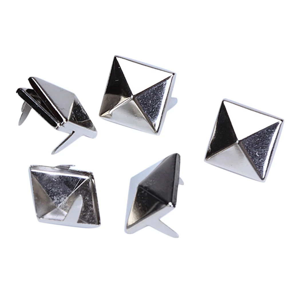 12mm Square Pyramid Studs Punk Rock Spike Studs Leathercraft silver 100pcs