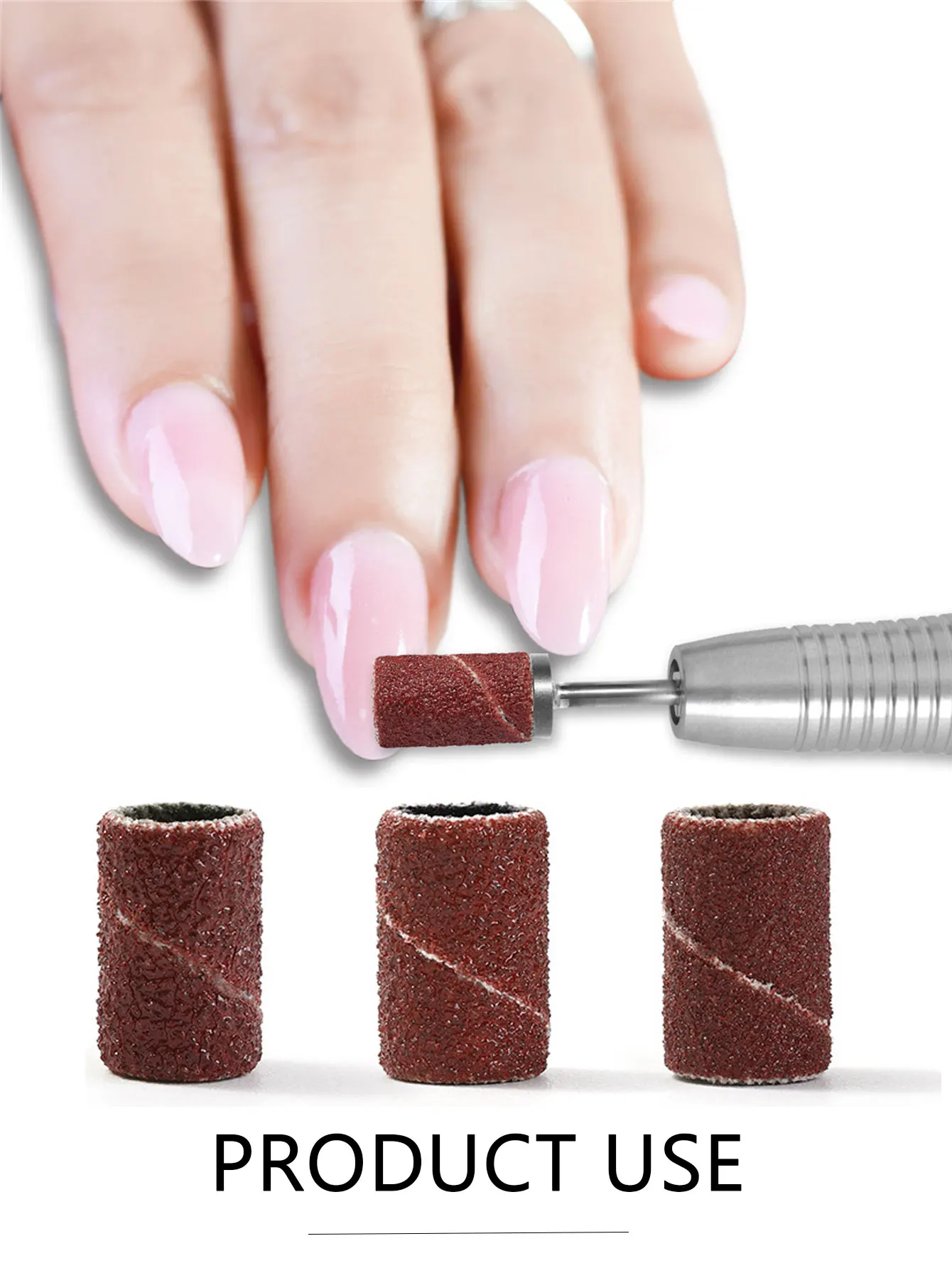 210Pcs/Box Sanding Bands With 2Pcs Shaft Set Foot Care Polishing Nail Gel Polish Remover Tools Milling Cutter Nail Dril Bits