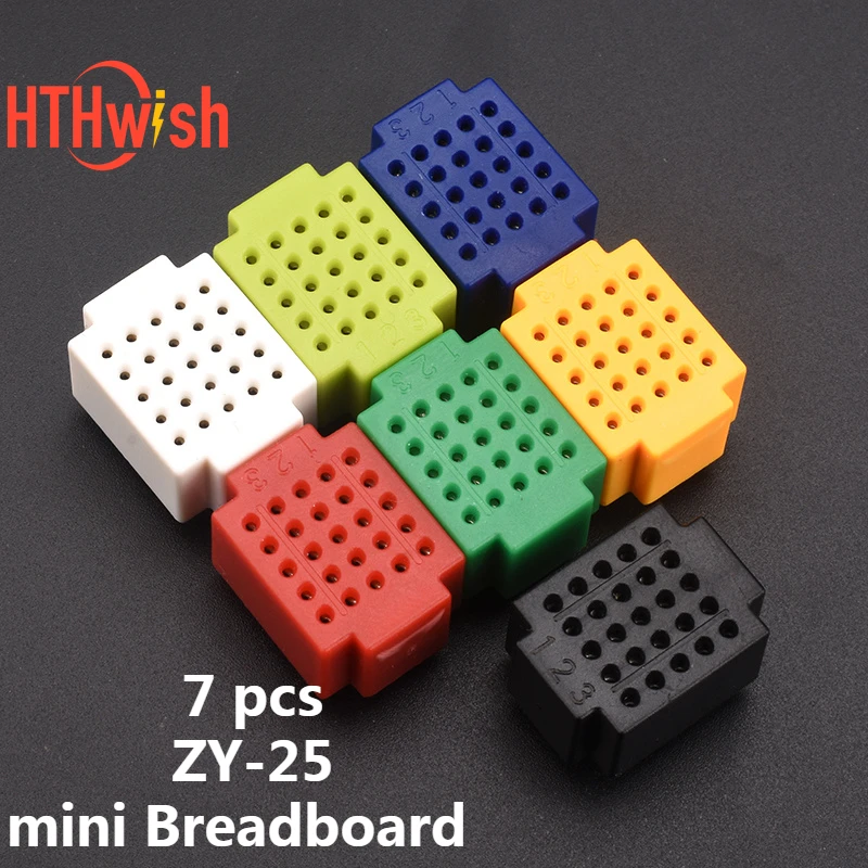 7pcs Solderless Mini Breadboard PCB Circuit Board Test Board ZY-25 Red/White/Blue/Black/Green/Yellow DIY Electronics Kit