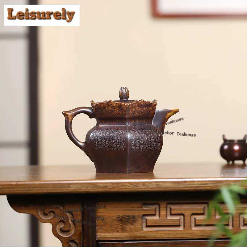 310ml Yixing Purple Clay Teapots Famous Master Handmade Monk Hat Pot Raw Ore Wood-fired Porcelain Mud Kettle Zisha Tea Set Gift