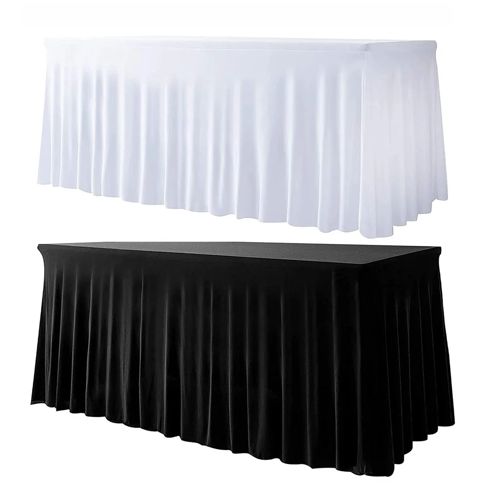 Jupe De Table Mariage Violette Double Plissée 8 Pieds Avec Housse Ajustée - Polyester