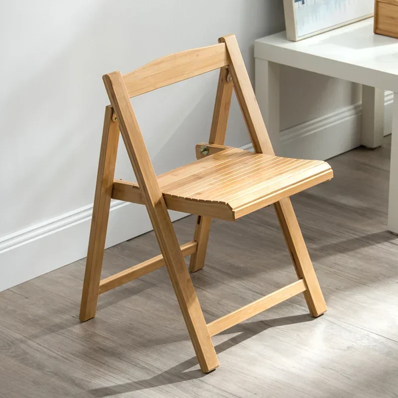 Simple Foldable Chair Natural Bamboo Backrest Seat for Home Portable Dining Chair with Stable Load Capacity Modern Furniture