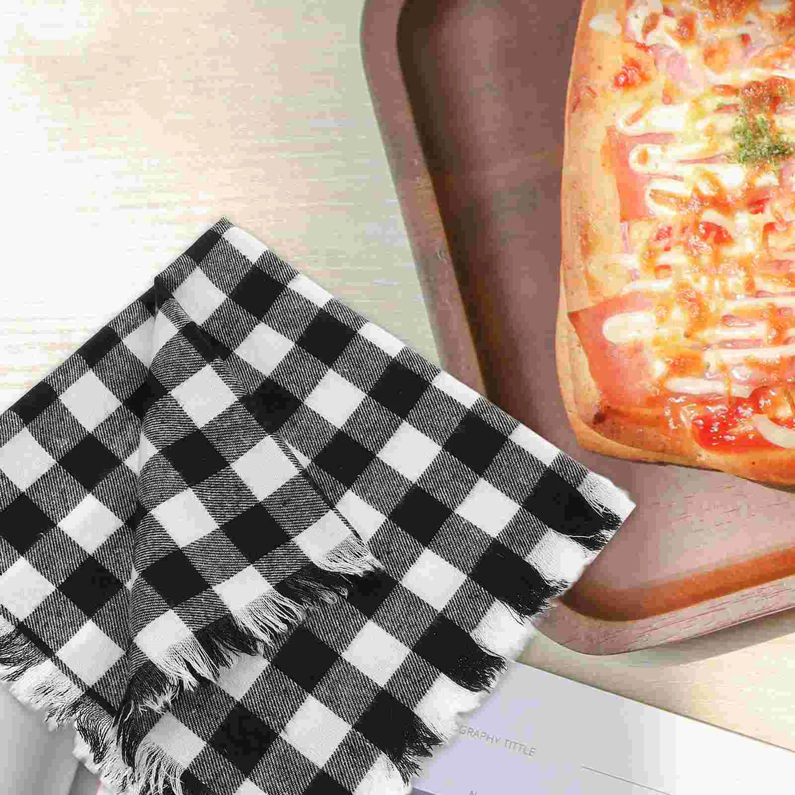 4 Pcs Buffalo Check Cloth Napkin Plaid Napkins Dinner Plates Nepkins Fall Decor for Kitchen Outdoor Blended