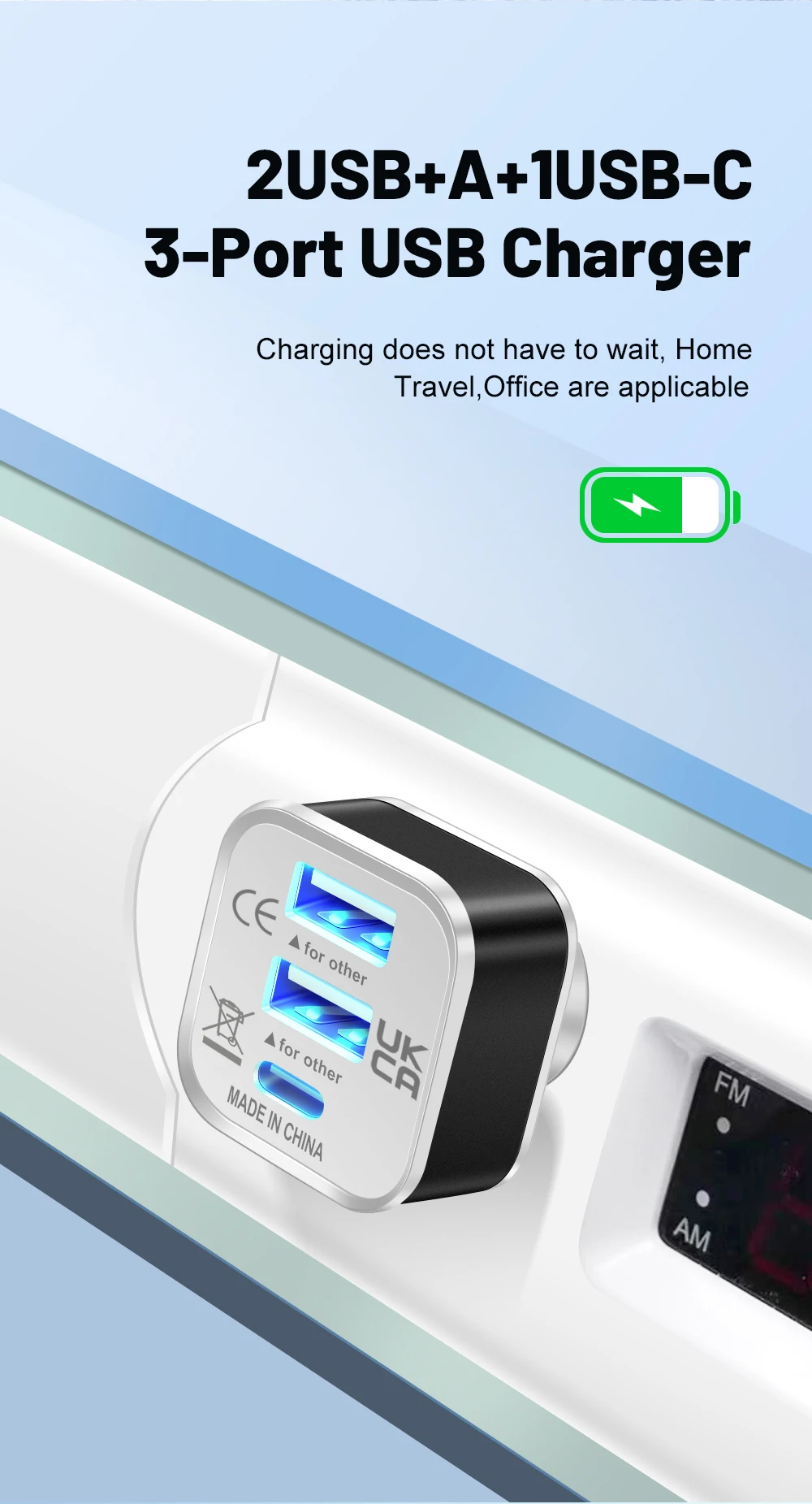 3 IN 1 USB Type C Adapter OTG USB A Male to 2 USB A 1 Type C Female HUB Converter USB Type C Charging Data Transfer Adaptador
