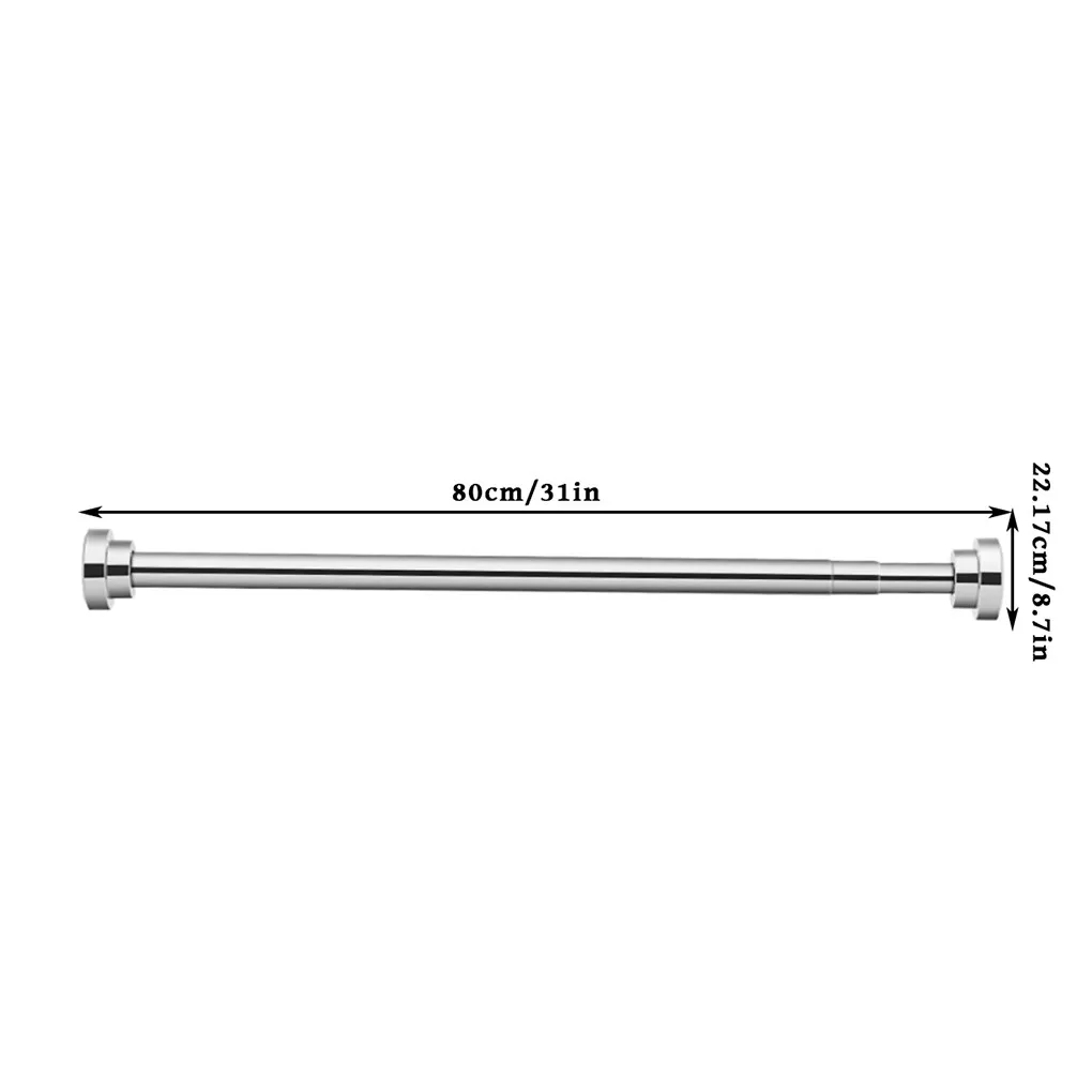 Stainless Steel Telescopic Shower Curtain Rod No Drilling Bathroom Adjustable Hanging Bath Rod 120cm