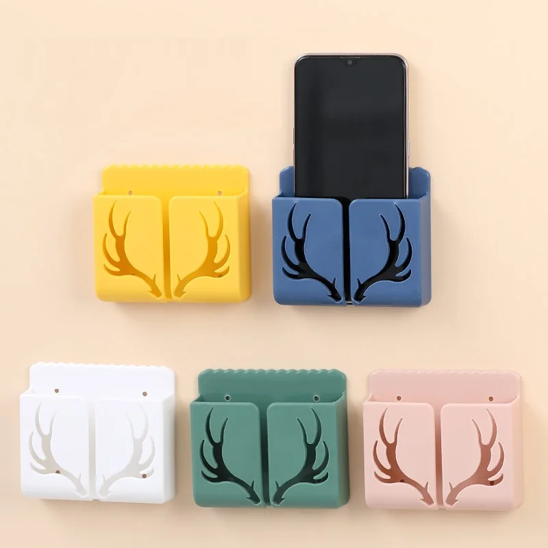 Wall Mounted Self-Stick wall organizer Storage Box Remote Control Mounted Mobile Phone Plug Wall Holder Charging Multifunction hook
