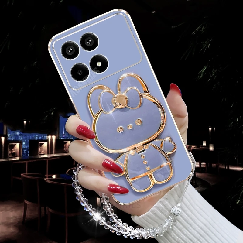 Plating Mirror Holder Lanyard Silicone Case Cover