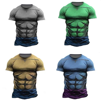3D fake muscle printed men\\\'s T-shirt 1
